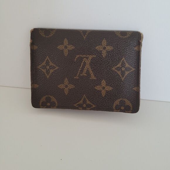 Louis Vuitton LV Brown Folding Monogram Leather Card ID Wallet Small Authentic - Picture 2 of 11